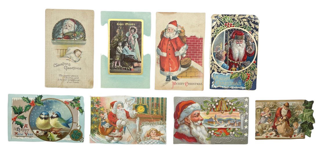 Seven Early Christmas Postcards and One New Years (1 of 2)