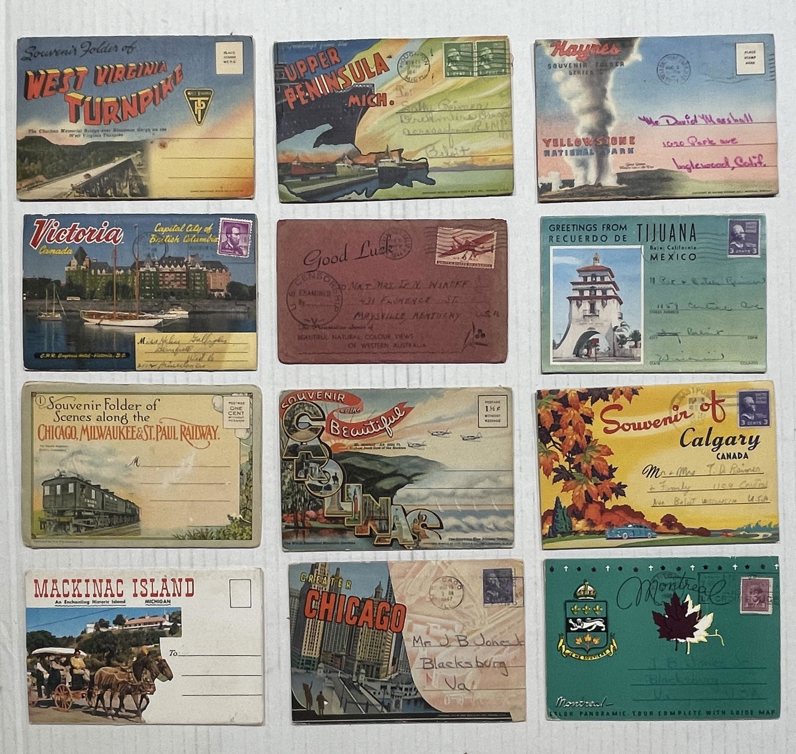 Twelve Fold-Out Travelogue Postcard. (1 of 2)