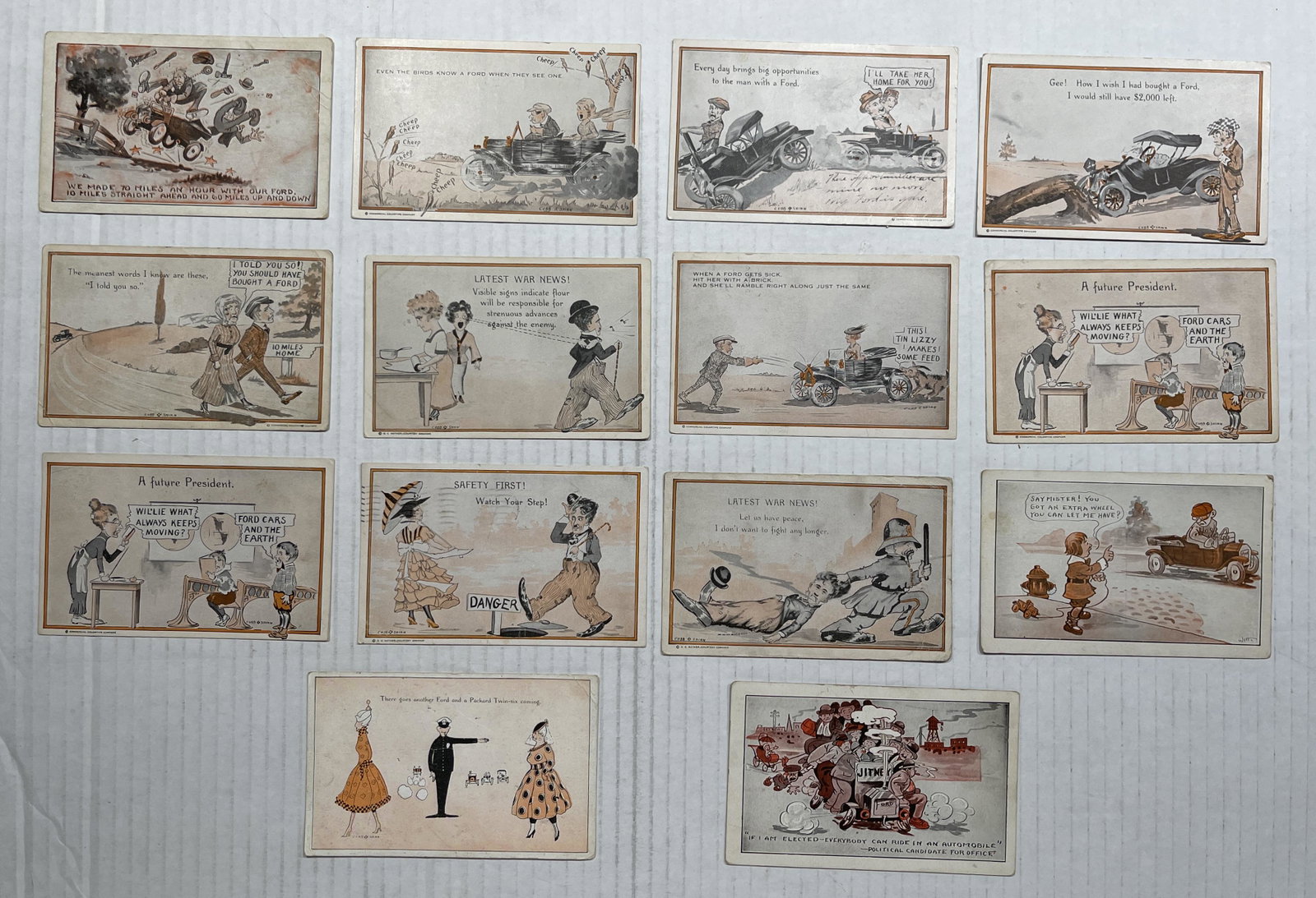 Fourteen Early Postcards Related to Ford Motor Company.: Fourteen Early Postcards Related to Ford Motor Company + One Charlie Chaplin