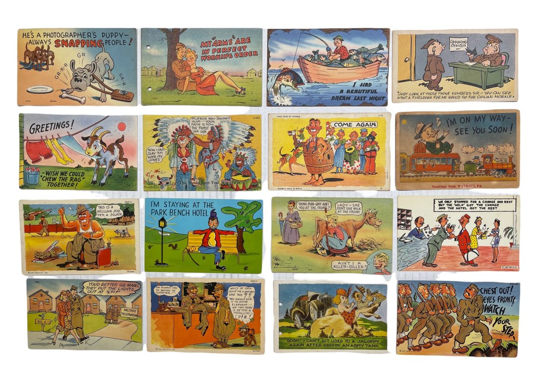 Sixteen Humorous Themed Postcards. (1 of 2)