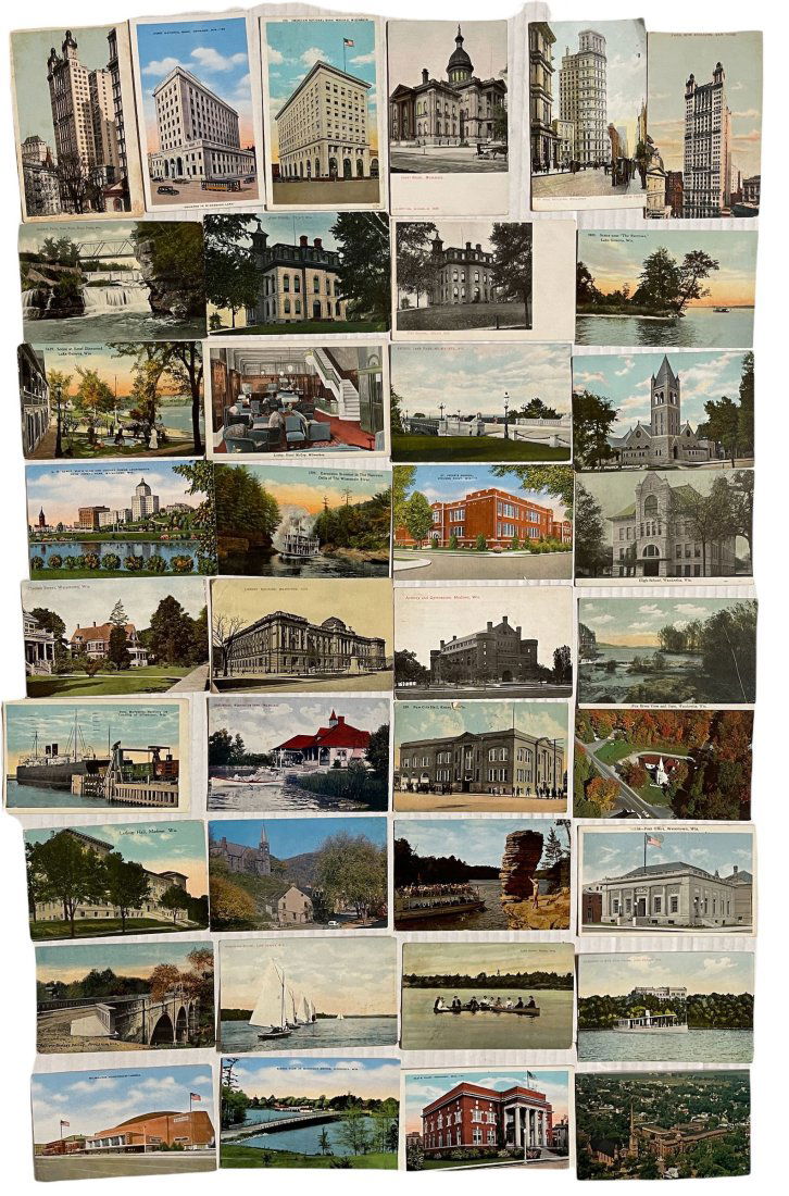 Large Lot of 38 Postcards - 35 are Wisconsin Locations (1 of 2)