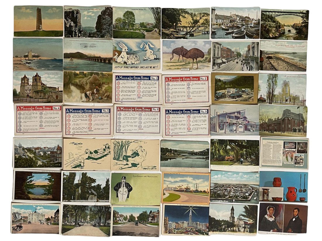 Large Lot of 42 Early Postcards. (1 of 2)