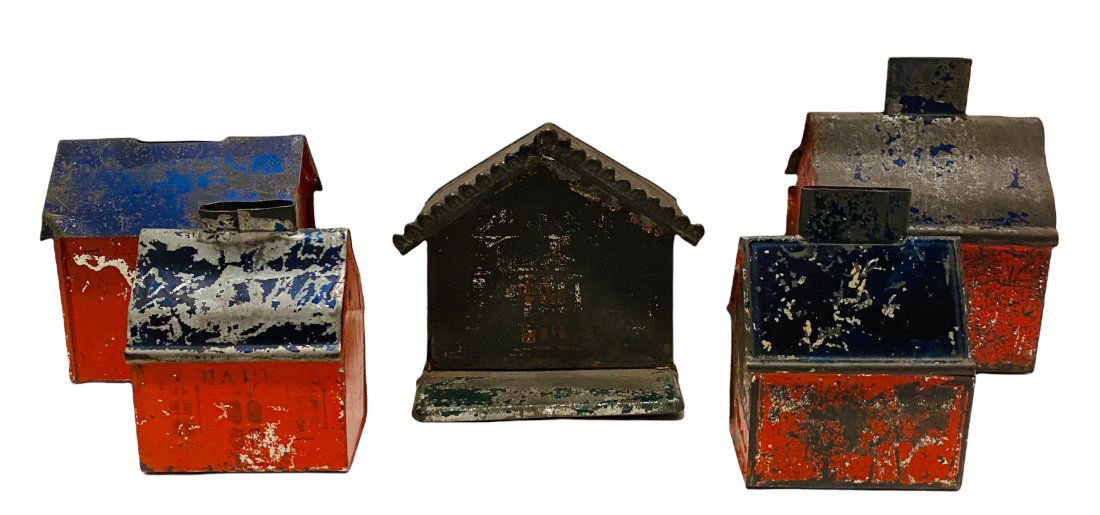 Five Early American Tin Architectural Still Banks (1 of 1)