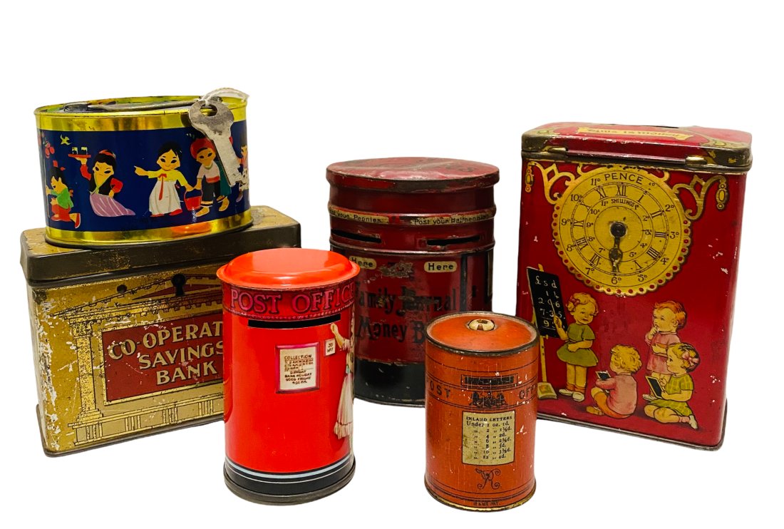 Collection of Six Tin Toy Still Banks (1 of 1)