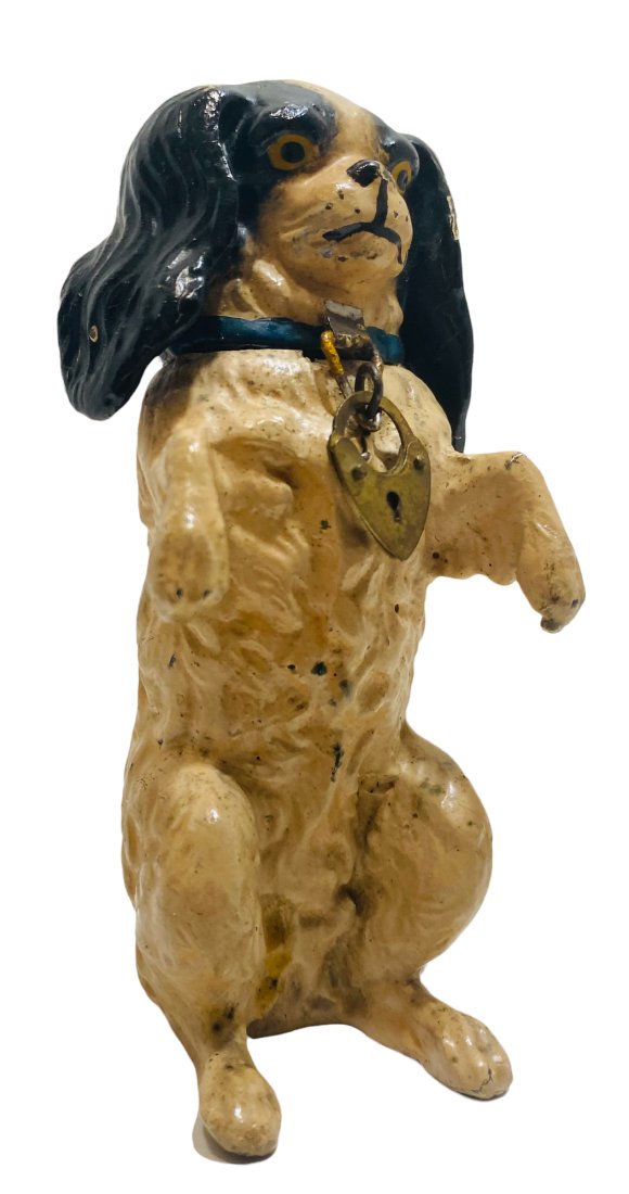 German Spelter Japanese Spaniel Still Bank - 1920's (1 of 2)