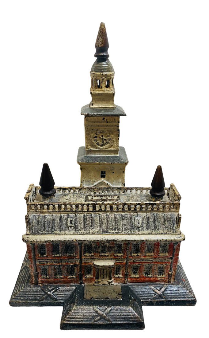 Cast Iron Independence Hall Still Bank - Unusual Paint (1 of 2)