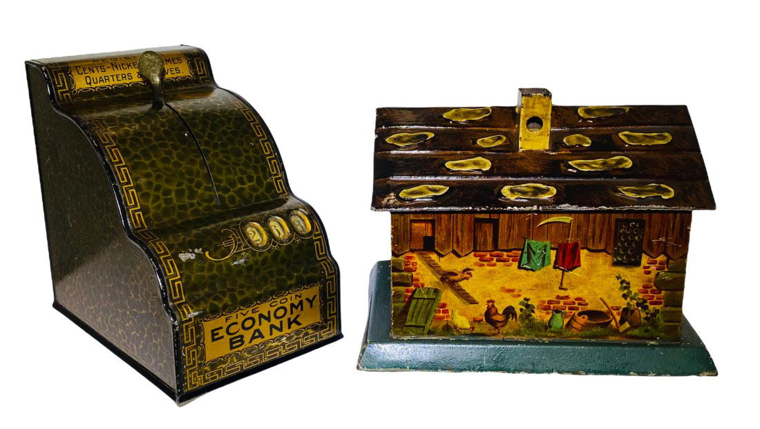 Two Large Tin Litho Still Banks (1 of 1)