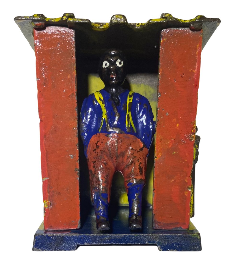 Yellow Cabin Mechanical Bank - Made by J. & E Stevens (1 of 3)