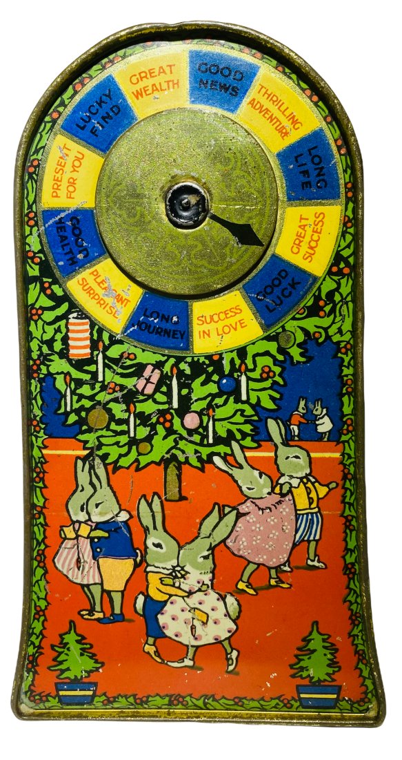 Lithographed Tin Lucky Wheel Money Box Mechanical Bank (1 of 2)
