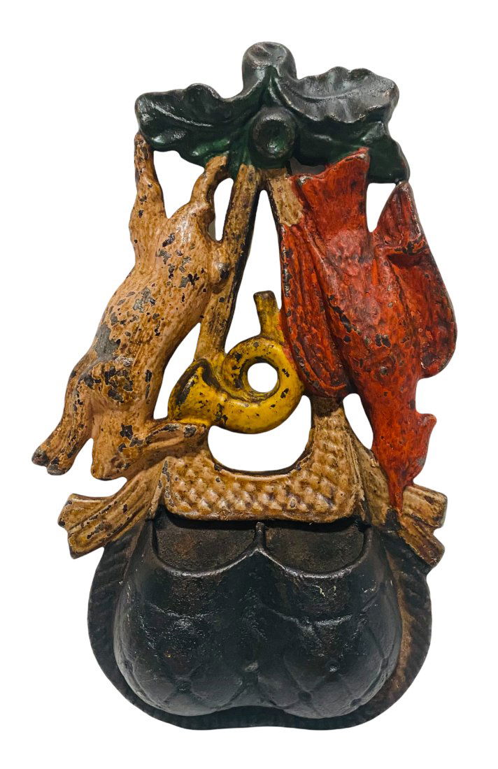 Cast Iron Match Holder Wall Hanger - Dated 1870 (1 of 2)