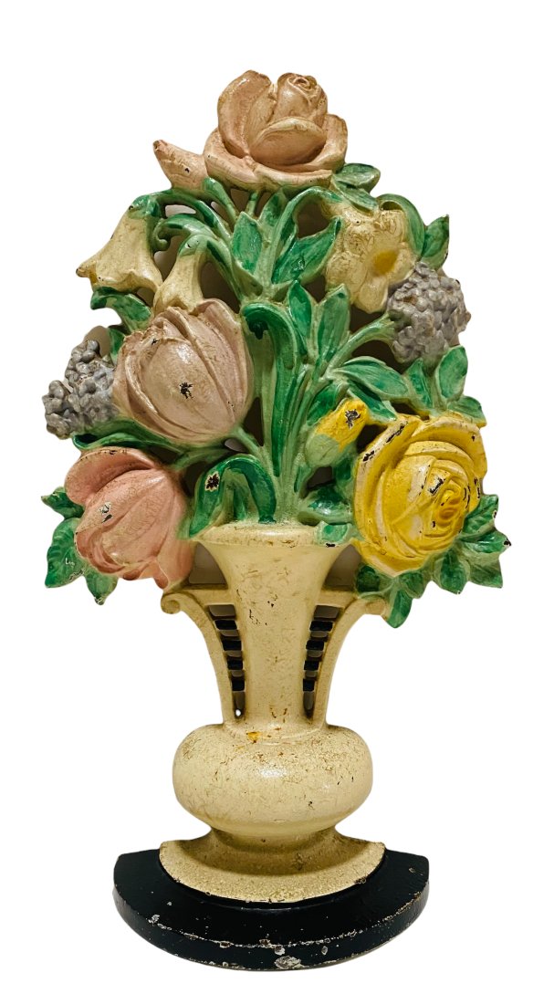 Cast Iron Basket of Roses Door by Hubley Mfg.: Cast Iron Basket of Roses Door Stop made by Hubley - Late 1930's
