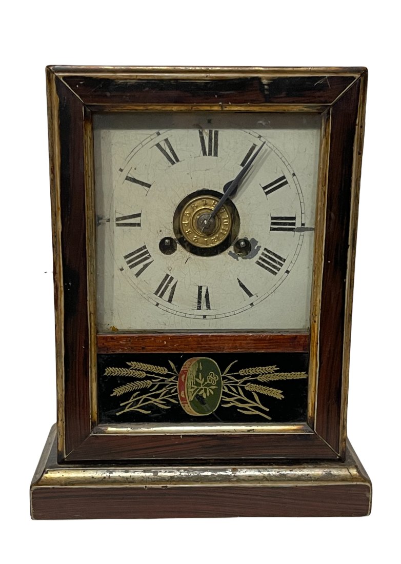 Small Victorian Veneered Ogee Mantle Clock-Connecticut (1 of 6)