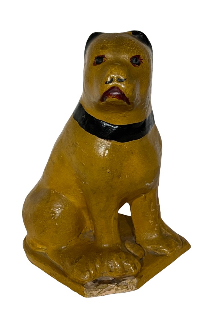 Very Unusual Stoneware Still Bank of a Seated Bull Dog (1 of 4)