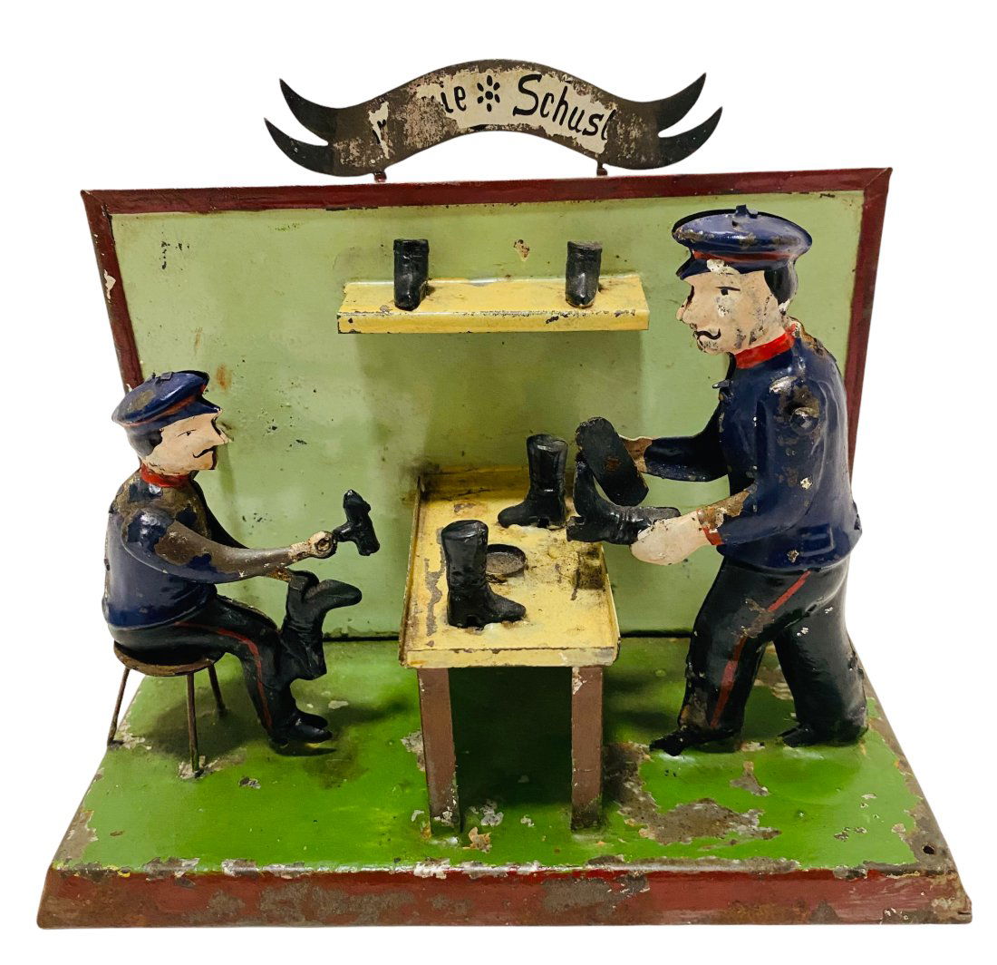 German Hand Painted Boot Makers Shop Steam Toy - 1900's (1 of 2)