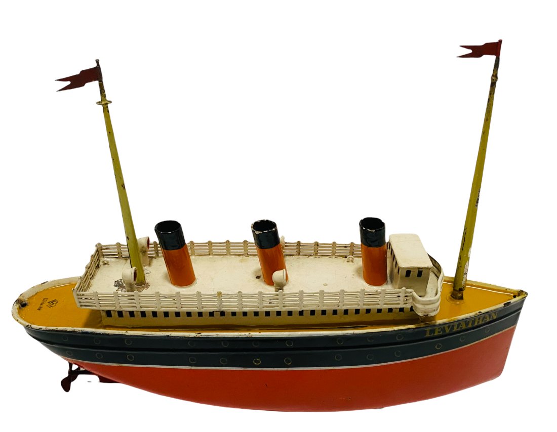 "LEVIATHAN" Three Funnel Ocean Liner by Bing - 1930's (1 of 3)