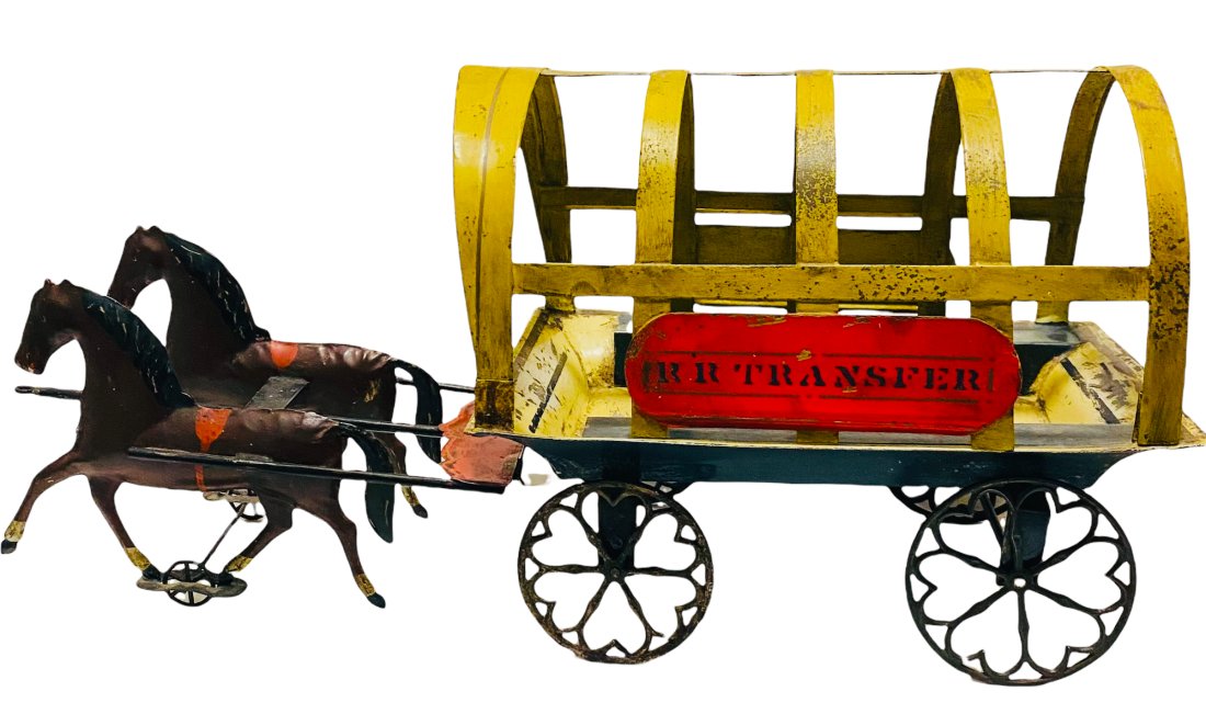 Rare American Tin Toy R.R Transfer Depot Wagon - 21" L (1 of 3)