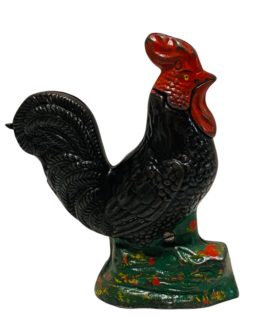Cast Iron Rooster Mechanical Bank - Kyser & Rex (1 of 2)