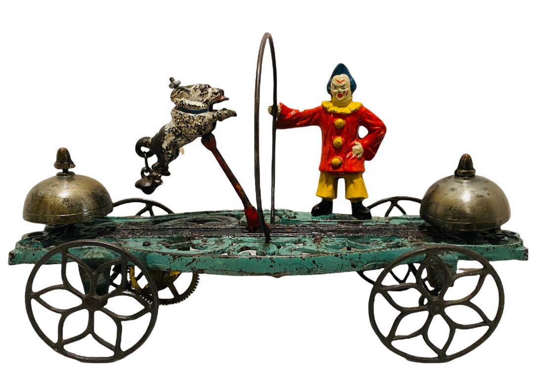 Extremely RARE Cast Iron Circus Clown & Dog Bell Toy (1 of 3)