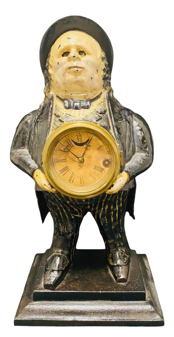 Rare Cast Iron Town Crier Mechanical Blinking Eye Clock (1 of 4)