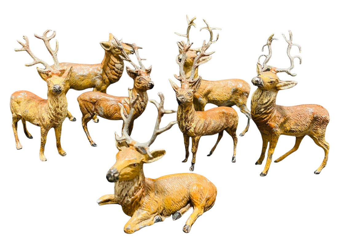 Seven German Cast Lead Deer - Circa 1910's (1 of 1)