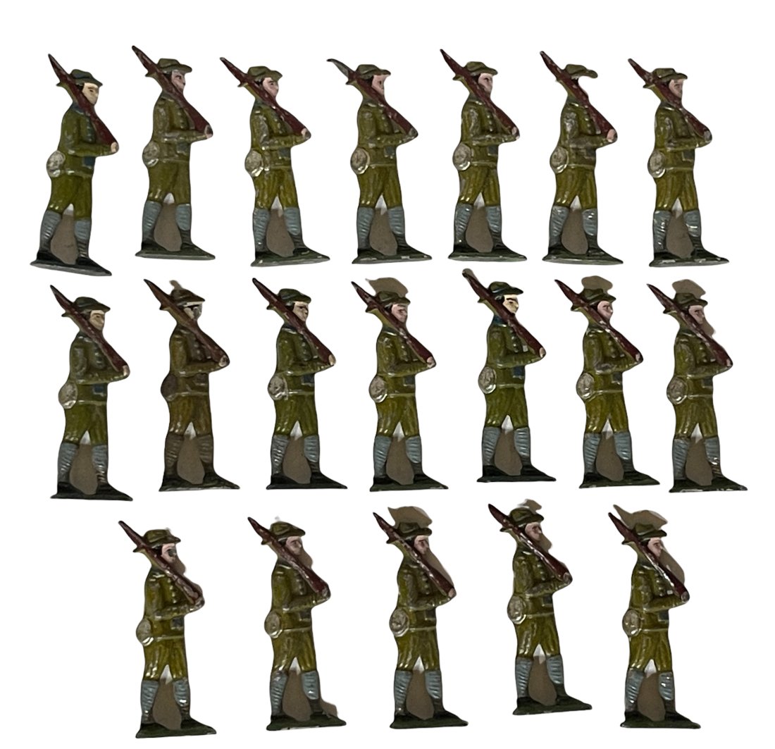 Nineteen German Cast Lead Flat Marching Infantrymen (1 of 2)