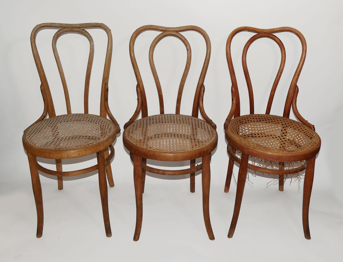 3 Antique Bentwood Cafe Chairs - Thonet (2) & J&J Kohn (1 of 8)