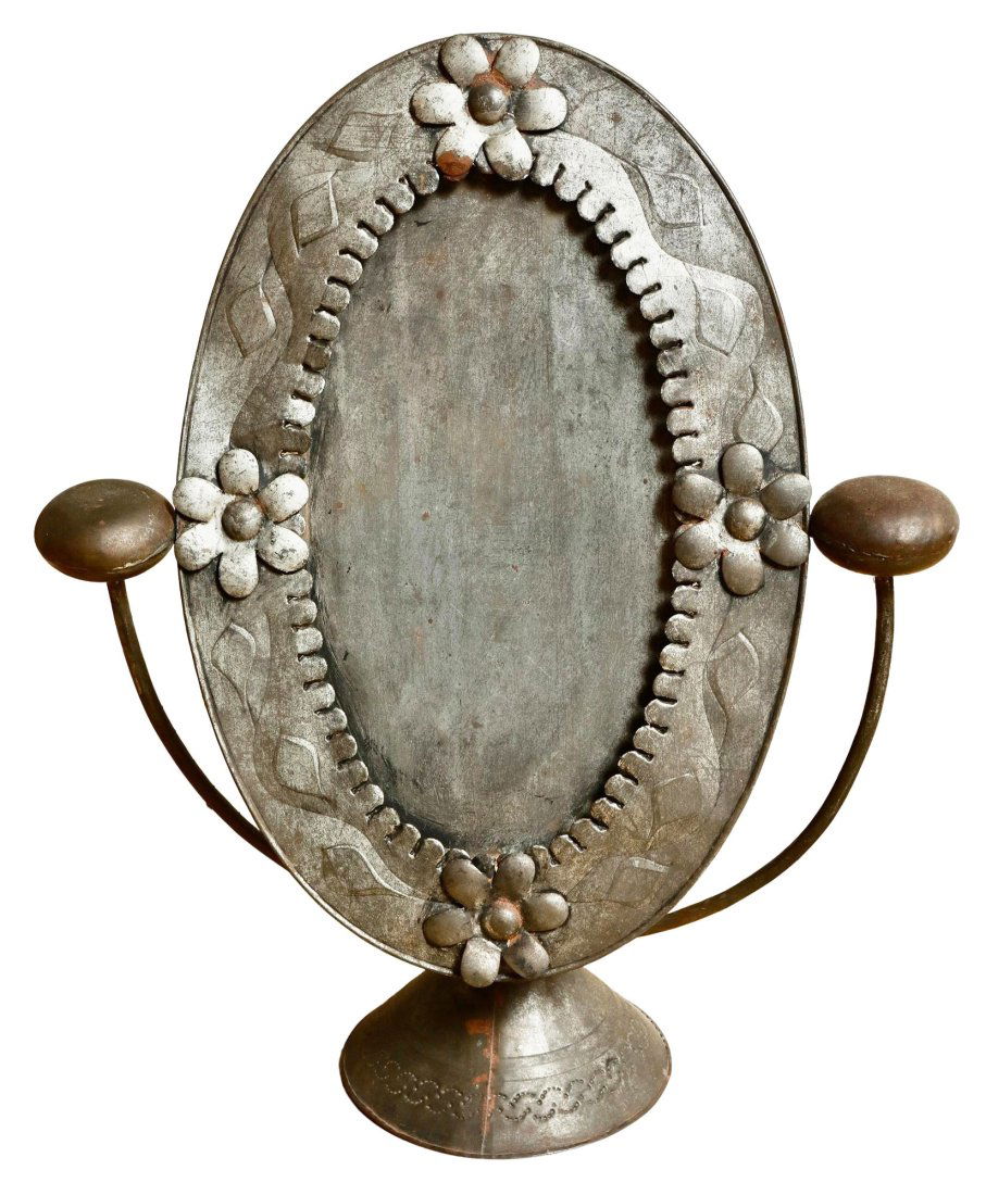 Early Mexican Handmade Tin Table Mirror Frame (1 of 4)