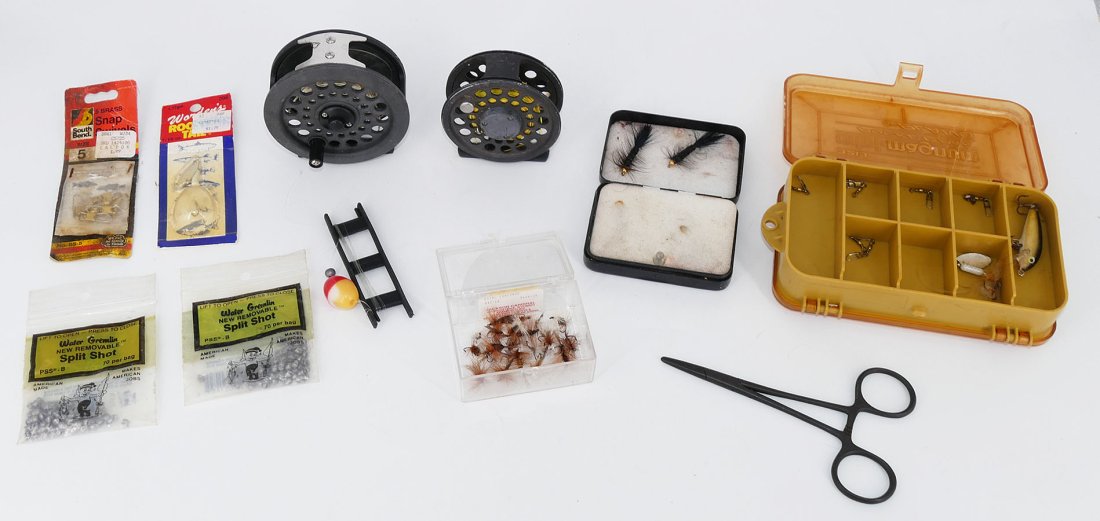 2 Fly Fishing Reels, Flies, and Spin Fishing Lures (1 of 5)