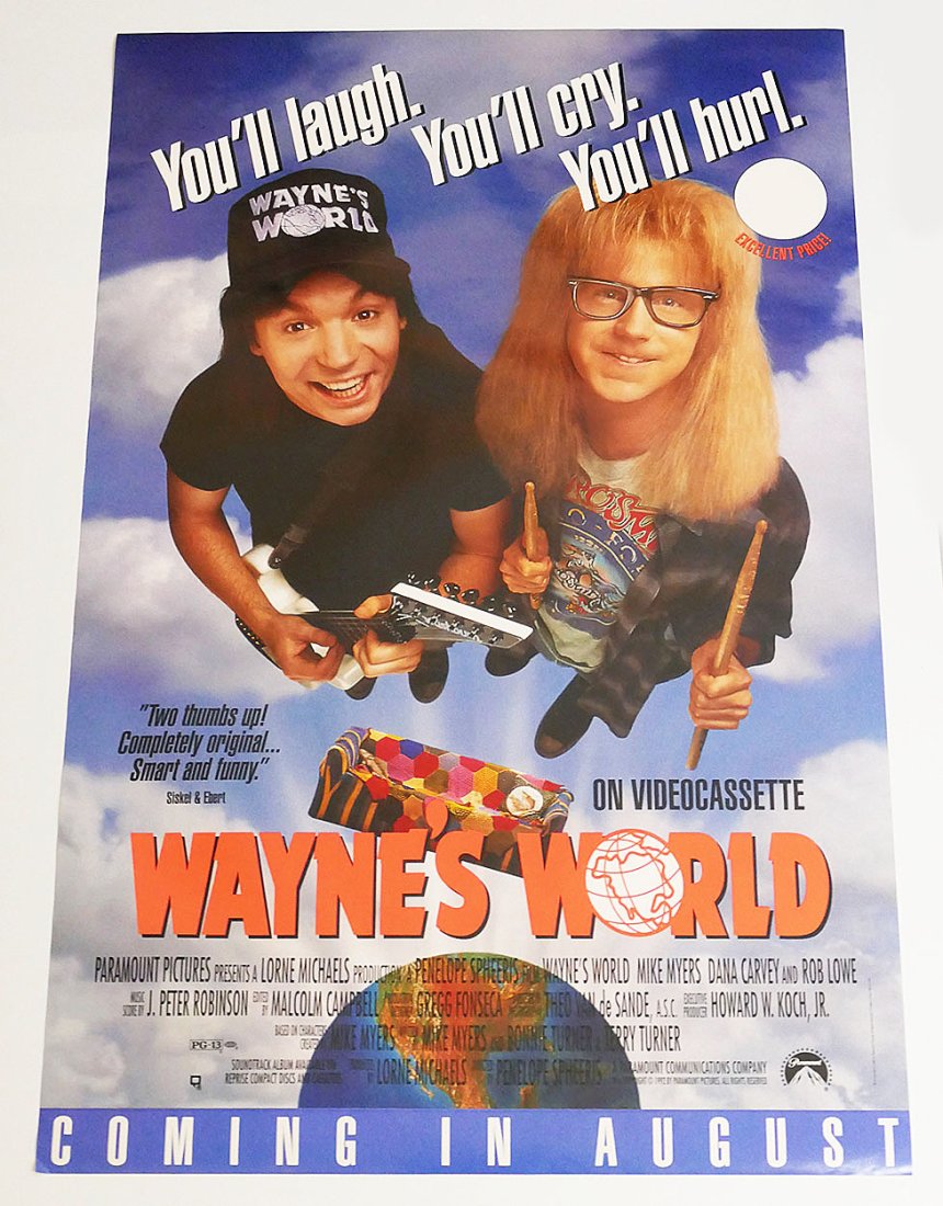 Original One-Sheet Movie/Video Poster - Wayne's World  (1992) (1 of 1)