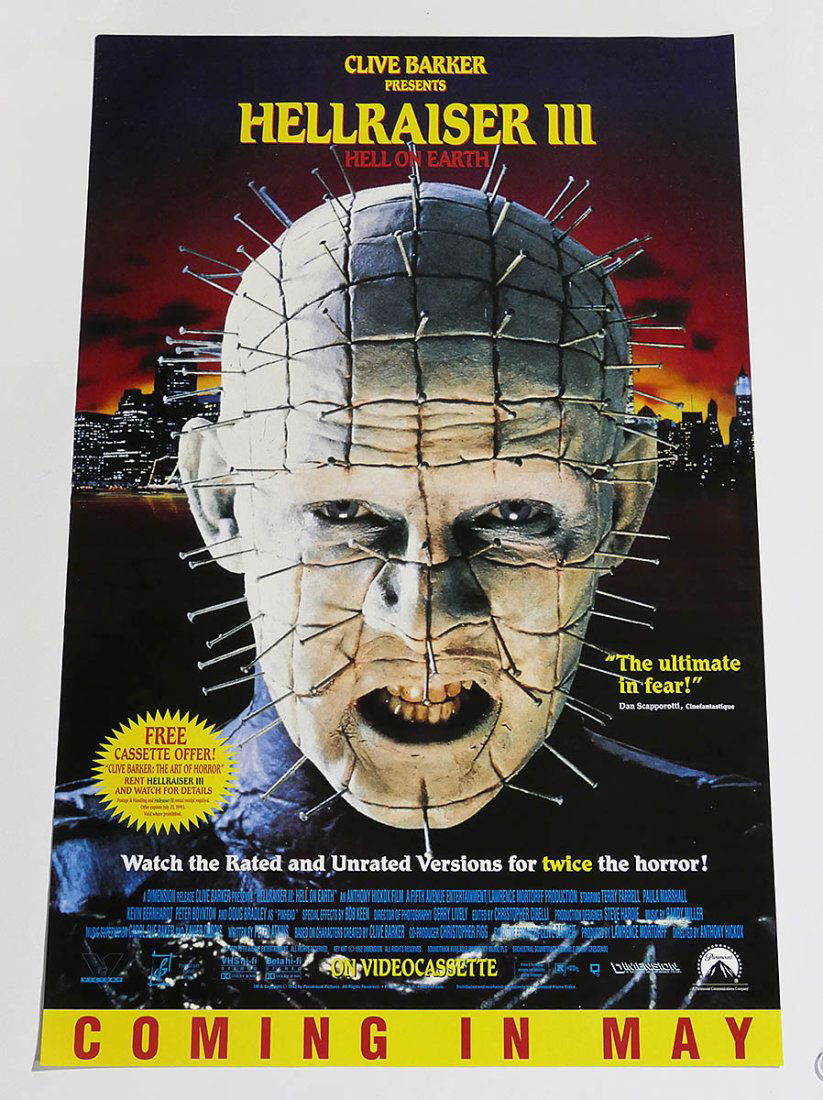 Original One-Sheet Movie Poster - Hellraiser III: Hell On Earth (1993) - Clive Barker (1 of 1)