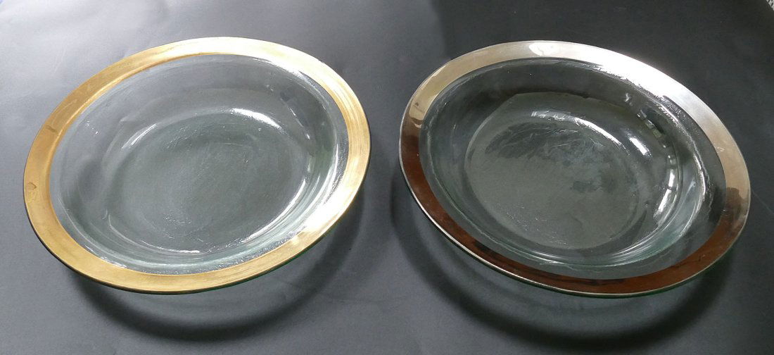 Pair Of Annieglass Roman Antique 14.5" Large Glass Serving Bowls (1 of 8)