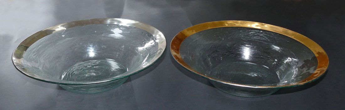 Pair Of Annieglass Roman Antique 15.75" Large Glass Fruit/Serving Bowls (1 of 5)