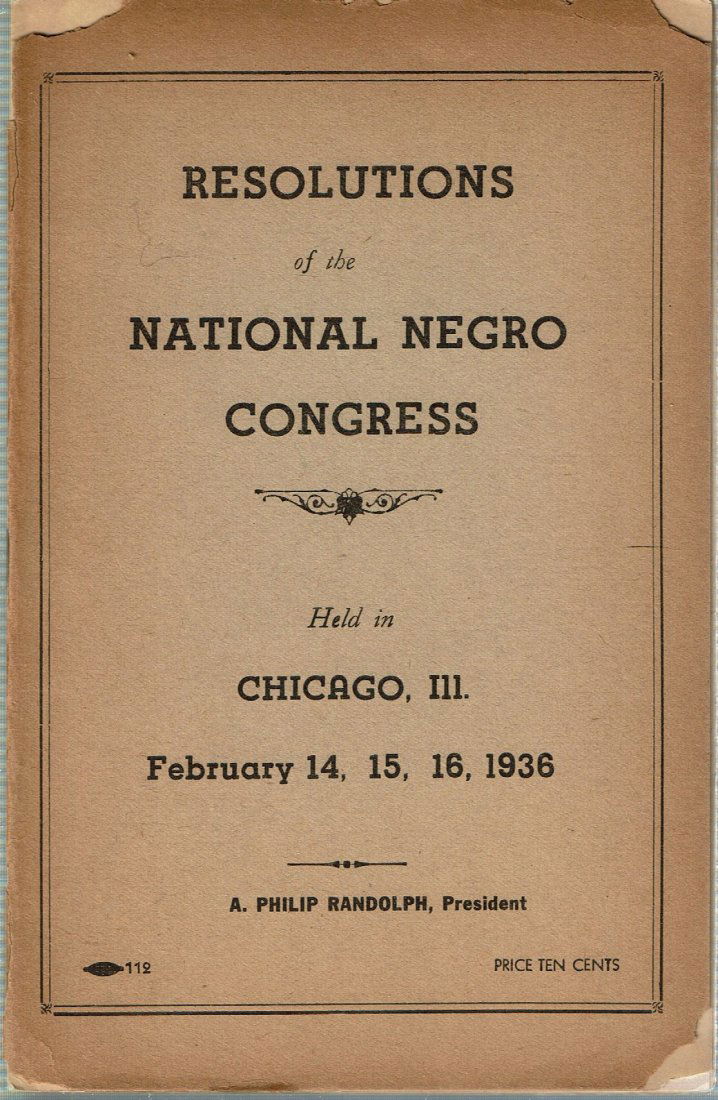 Black History RESOLUTIONS NATIONAL NEGRO CONGRESS 1936 (1 of 3)