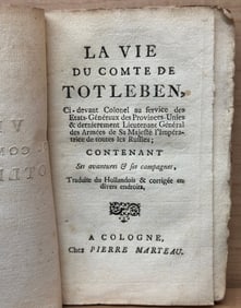 Biography VIE COMTE TOTLEBEN Kersteman 1762 7 Years War