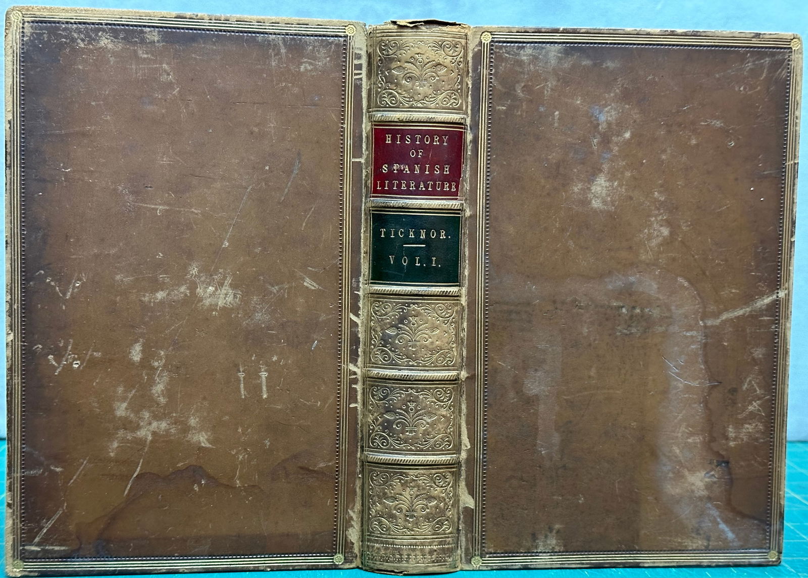 HISTORY SPANISH LITERATURE vol 1 Ticknor 1855: Ticknor, George; History of Spanish Literature : Volume I : With criticisms on particular works and biographical notices of prominent writers; London: John Murray 1855. New Edition. Xviii, 522 pages.