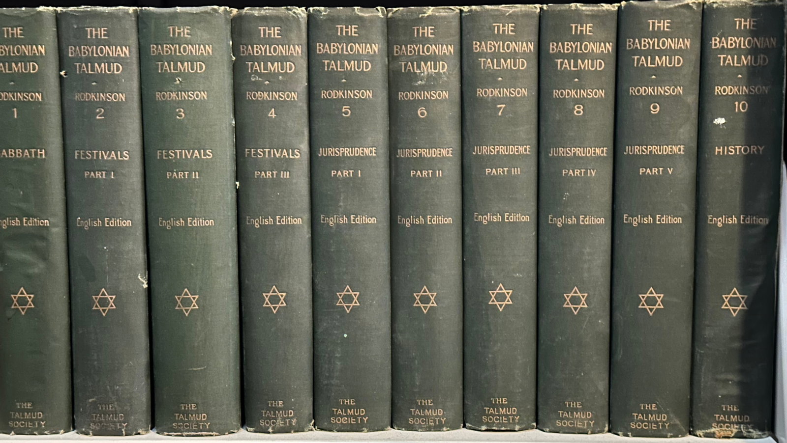 Judaism BABYLONIAN TALMUD Rodkinson 1918 10 vols: Rodkinson, Michael Levi (edited and translated by); Isaac Mayer Wise (revised and corrected by); New Edition of the Babylonian Talmud : [10 volumes] Original Text, Edited, Corrected, Formulated and Tr