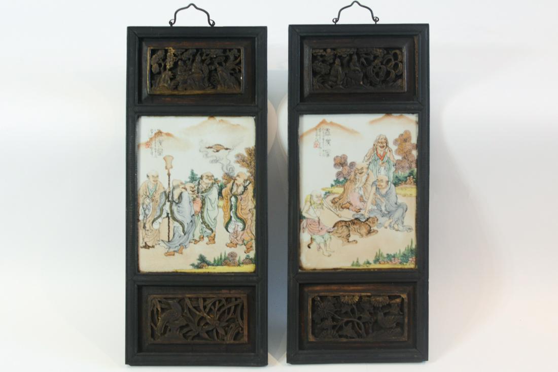 A pair of Famille Rose Screens (1 of 5)