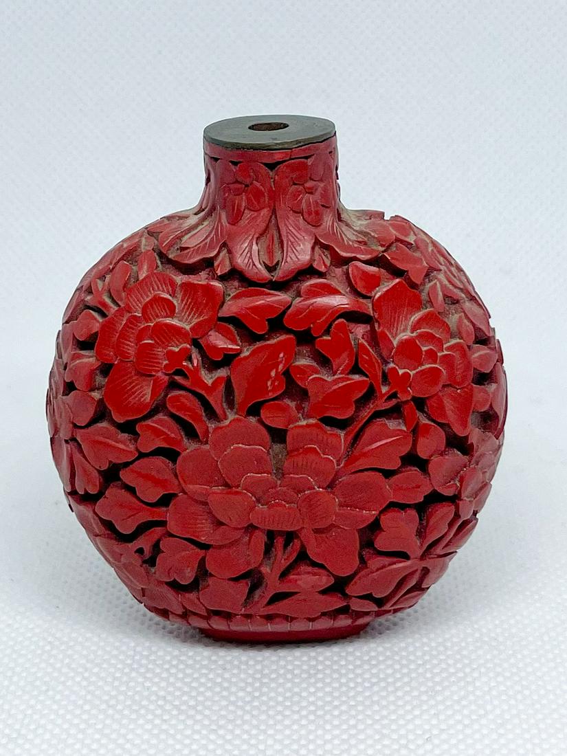A 19th Century Chinese Cinnabar Snuff Bottle (1 of 4)