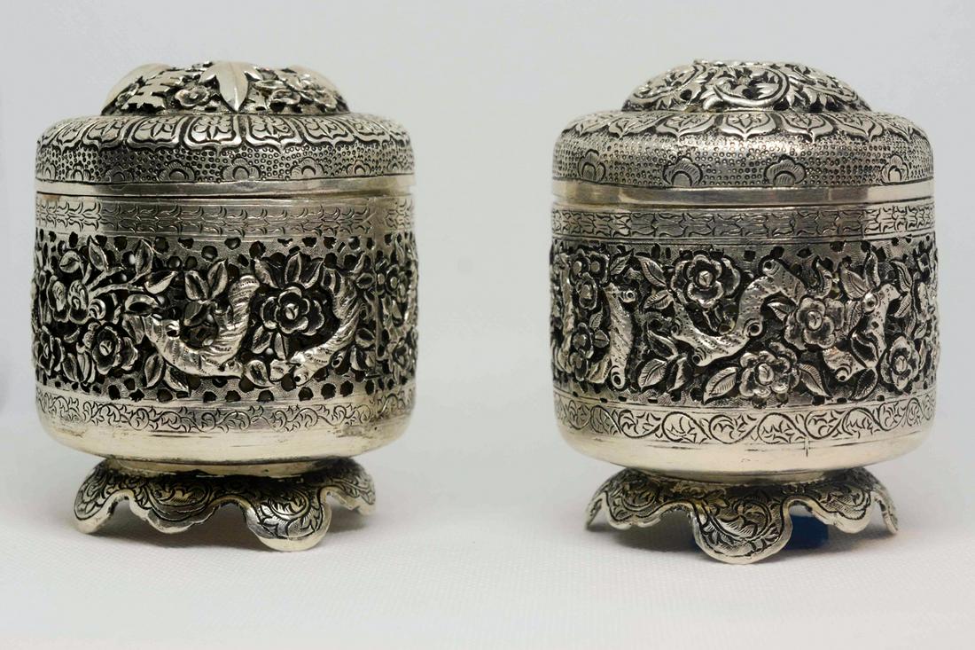 Pair of 19th Century Chinese Export Silver Tea Caddies (1 of 6)
