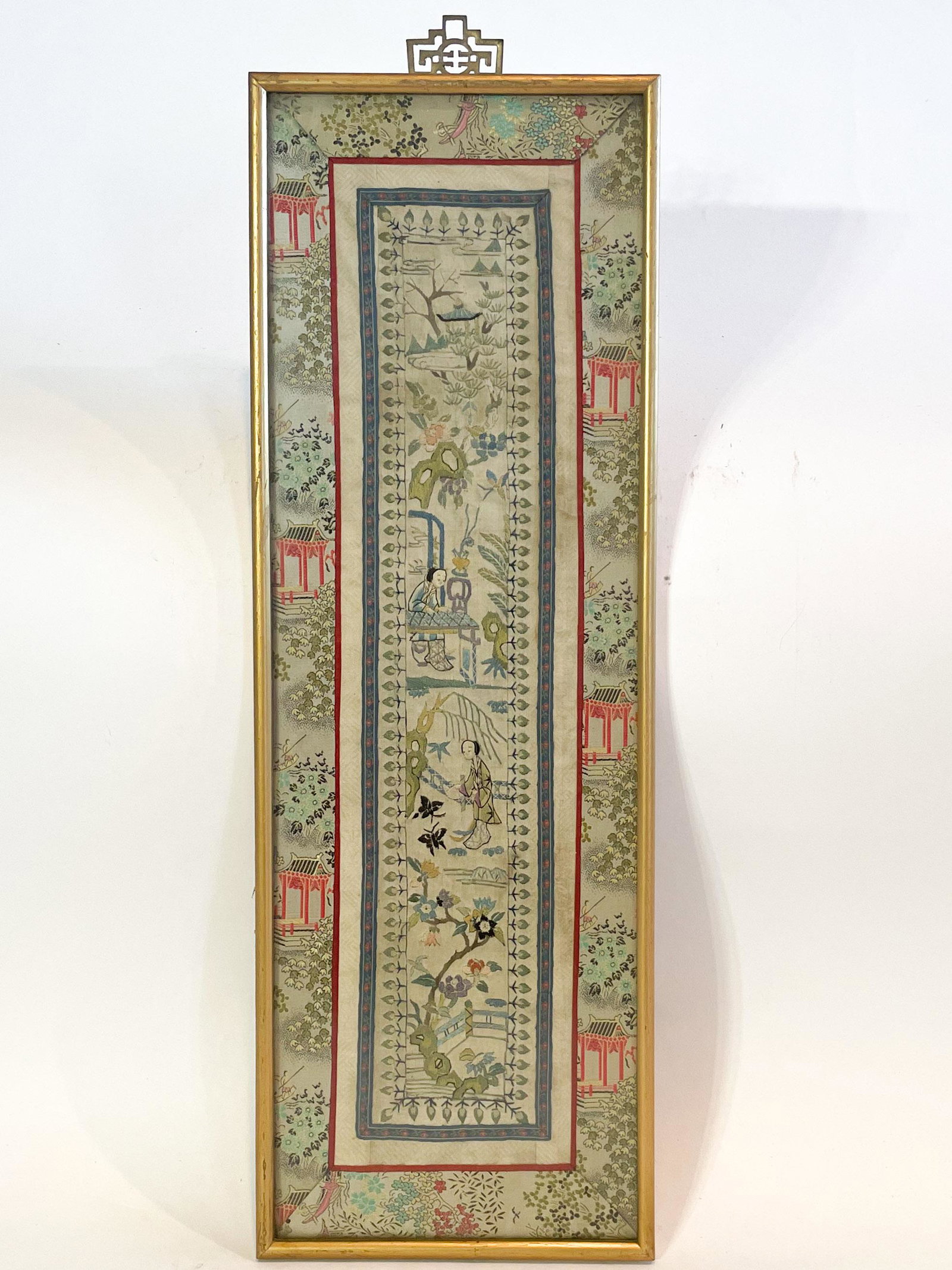 A Chinese Embroidery of a Garden Scene: A Chinese Embroidery of a Garden Scene. From the Annette Martin Collection. Exhibited at the Chinese Culture Foundation of San Francisco February 8th - March 8th 1975. Exhibit documentation available 