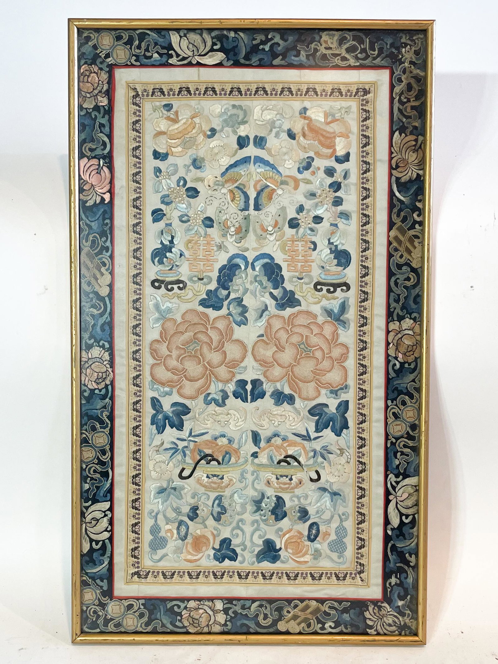 A 19th Century Embroidery of Lucky Motifs: A 19th Century Embroidery of Lucky Motifs. From the Annette Martin Collection. Exhibited at the Chinese Culture Foundation of San Francisco February 8th - March 8th 1975. Exhibit documentation availab