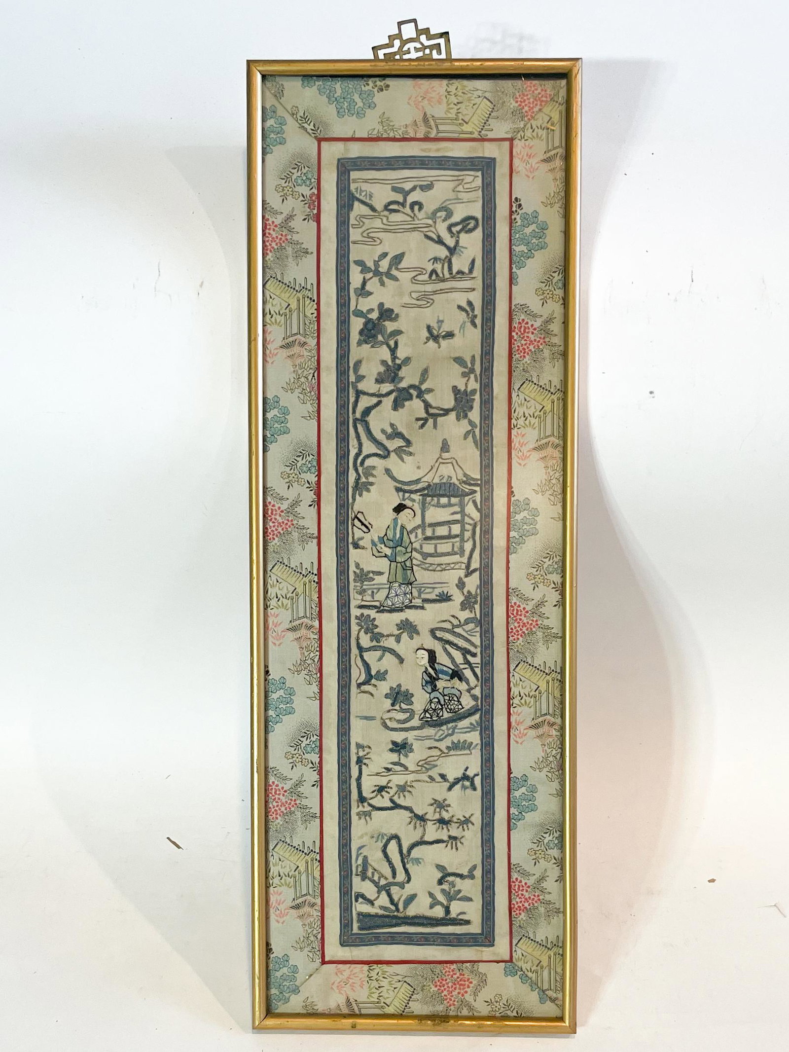 A Chinese Embroidery of a Garden Scene: A Chinese Embroidery of a Garden Scene. From the Annette Martin Collection. Exhibited at the Chinese Culture Foundation of San Francisco February 8th - March 8th 1975. Exhibit documentation available 