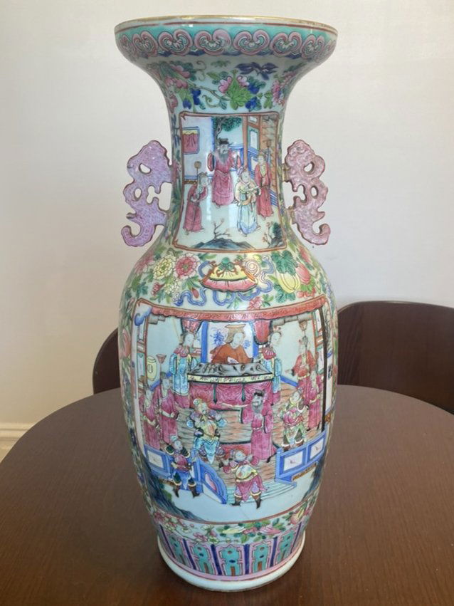 A 19th Century Cantonese Family Rose Vase (1 of 8)