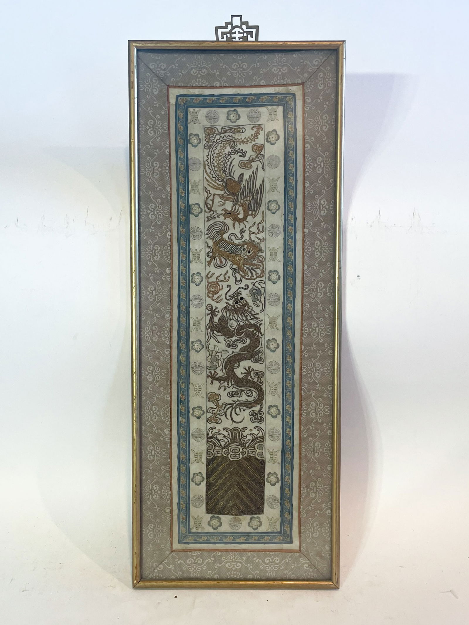 A Chinese Textile Embroidery of Dragon and Phoenix (1 of 2)