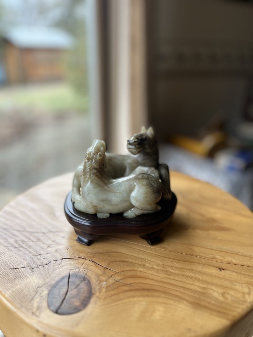 A Jade / Jadeite Carving of Two Horses (1 of 4)