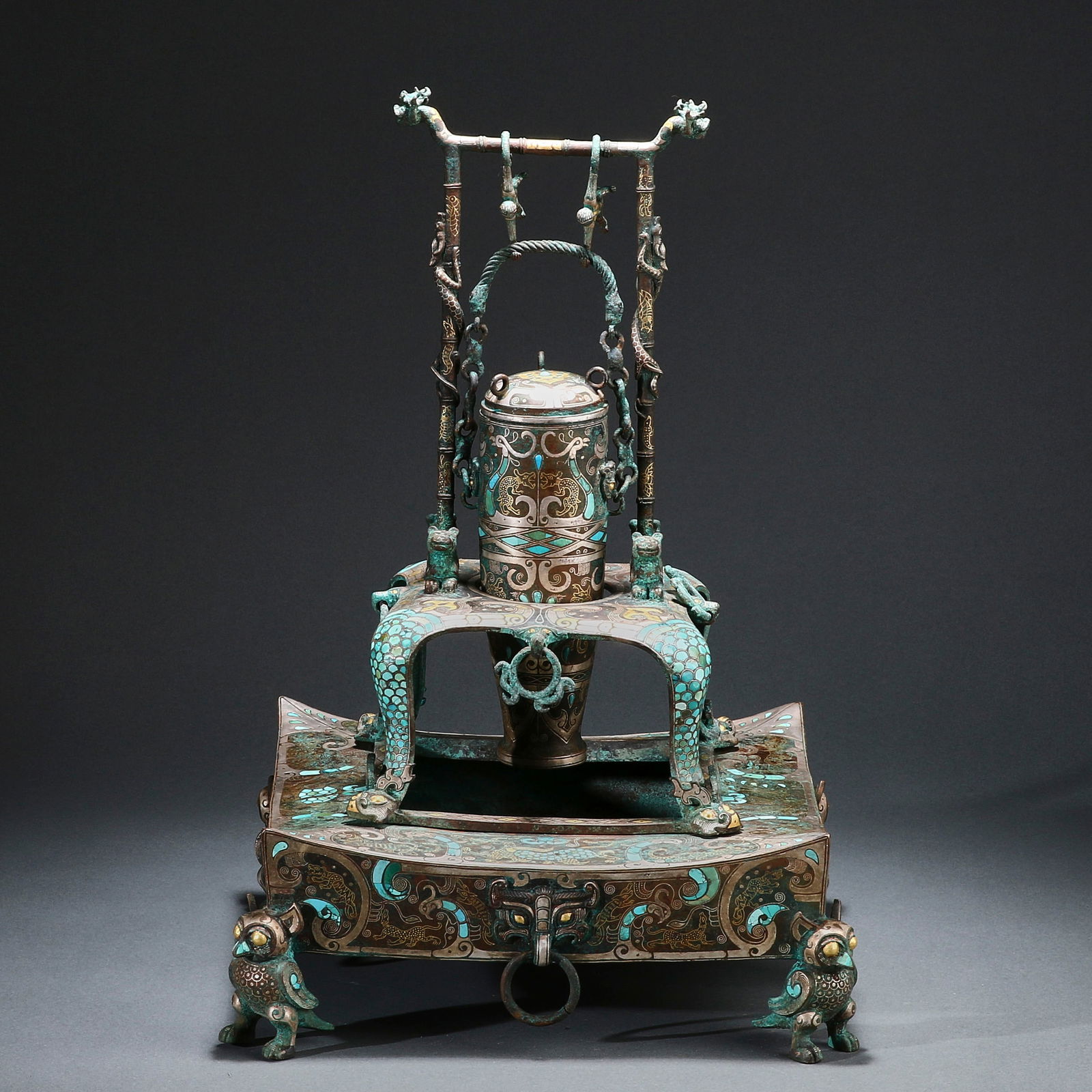 Pre-Ming dynasty gold and silver inlaid turquoise ornaments (1 of 20)