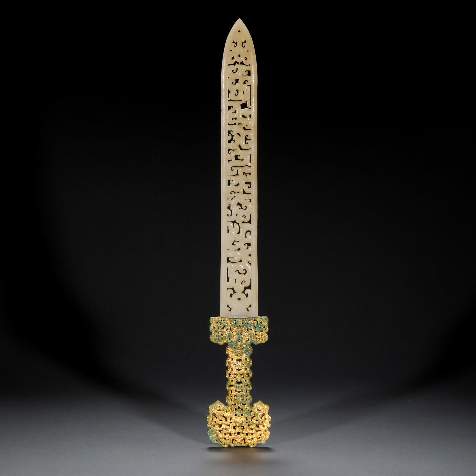 Pre-Ming copper inlaid Hetian jade utensils (1 of 15)