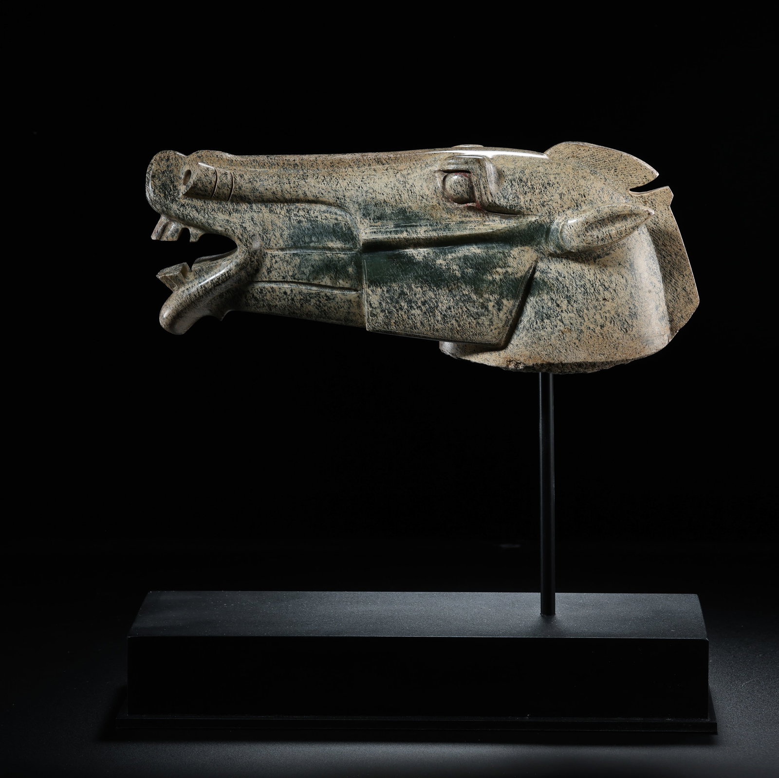 Pre-Ming Dynasty Hetian Jade Horse Head Ornament: H. 12cm.W.30cm.weight.3573grams