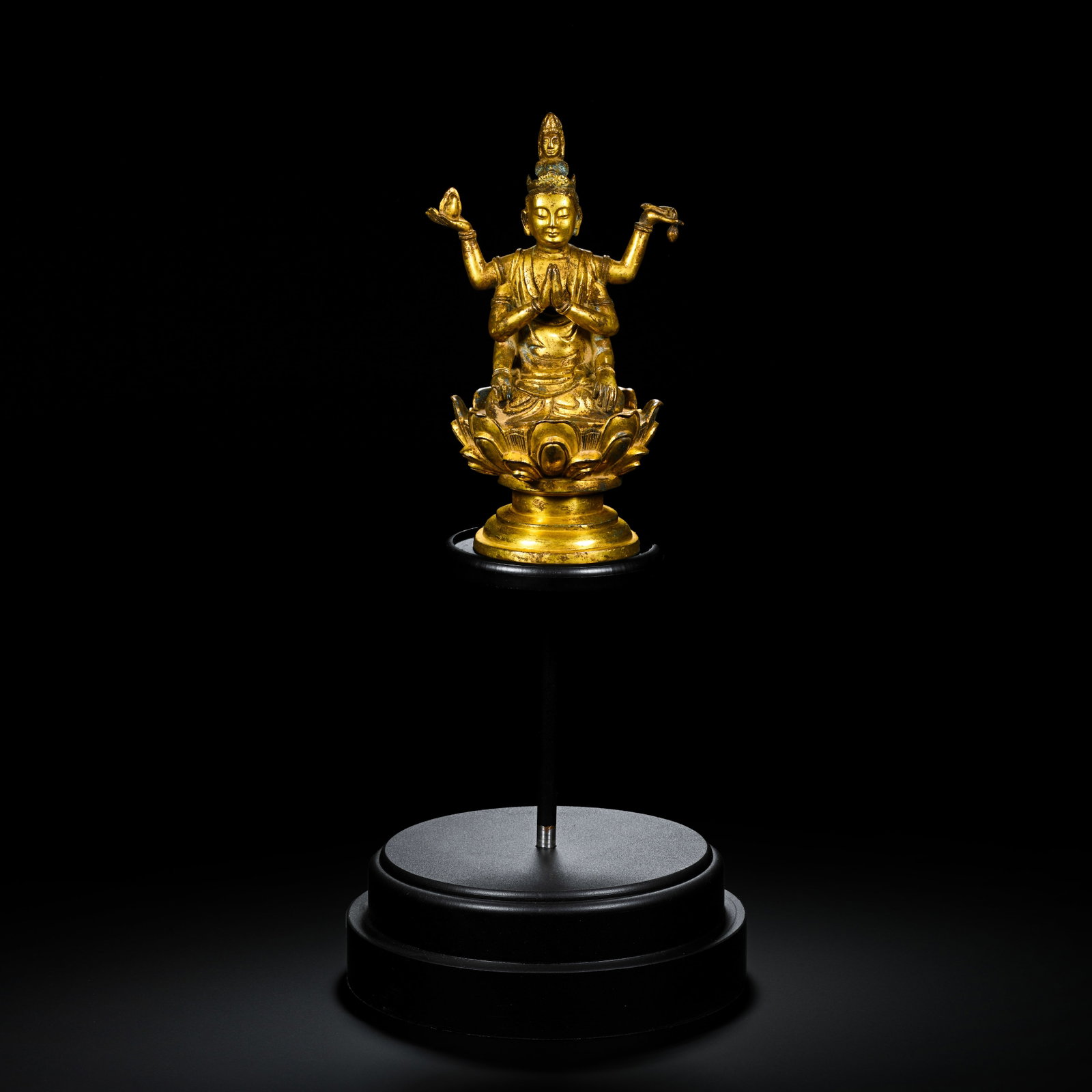 Pre-Ming Dynasty Gilt-Bronze Buddhist Statue: H. 19cm.W.9.5cm.weight.1500grams