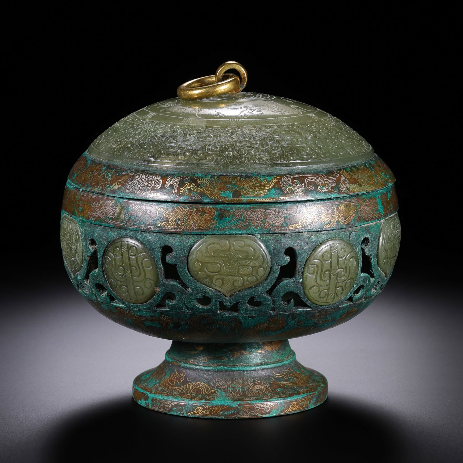 Pre-Ming Dynasty Gilt-Bronze Openwork Interlocking Floral Incense Burner: H. 13cm.W.12cm.weight. 797grams